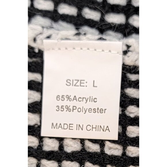 Long Cardigan Sweater Black & White Knit Cuff Long Sleeve Womens Size Large New - Picture 4 of 8